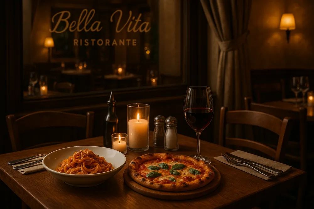 a warm, inviting dining setting at Bella Vita Ristorante